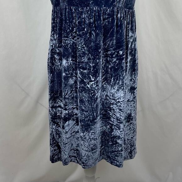 Cynthia Steffe Metallic Blue Crush Velvet Silk Blend Babydoll Dress Size 10 - Picture 4 of 12